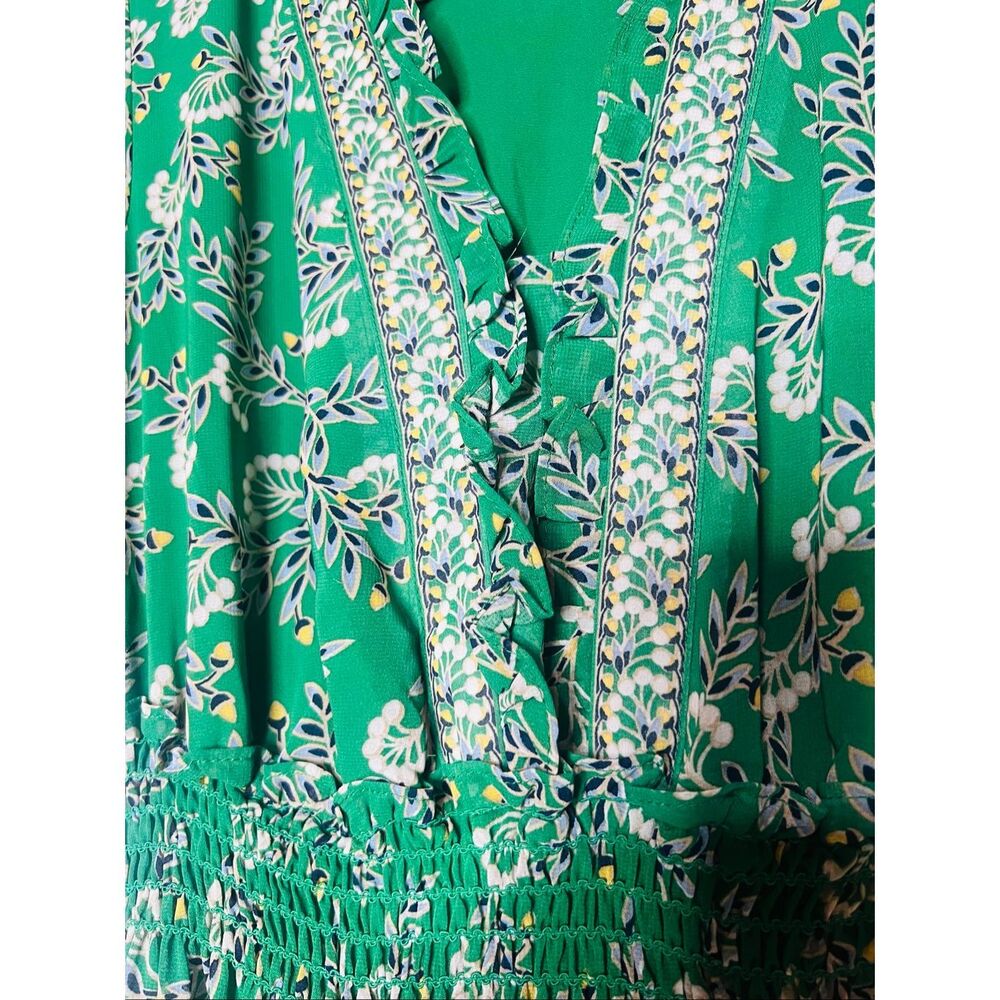 Max Studio Green Floral Peasant Maxi Dress Sz S - Picture 2 of 10